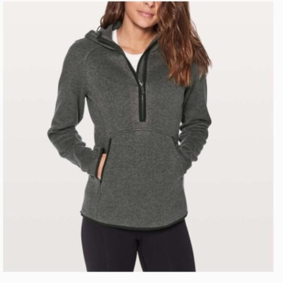 Lululemon Fleece & Thank You Heathered Black Gray Pullover Jacket Hoodie 8 - Picture 1 of 6
